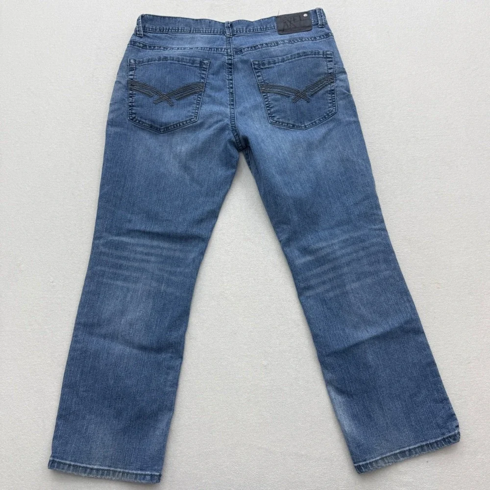 TK Axel‎ Slim Straight Jeans Mens 34x30 Blue Medium Wash Denim Pants Casual
